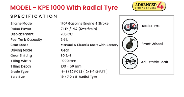 POWER WEEDER  RIGA ITALY KPE1000 WITH RADIAL TYRE
