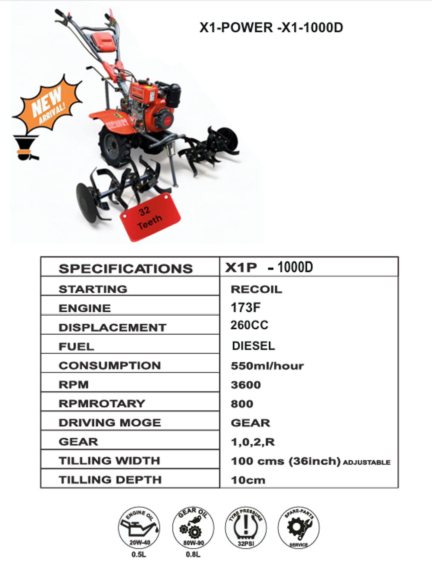 X1-POWER 1000 DIESEL - 173F DIESEL